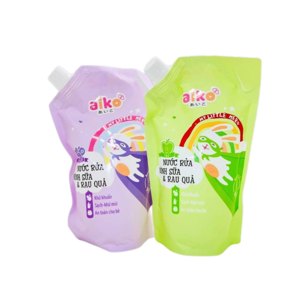 Ảnh Nước Rửa Bình Sữa Aiko Hương Trái Cây & Hương Táo Dạng Chai 500ml/Túi 650ml 3