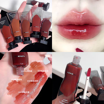 [Am-az] Velvet Ice Cube Lip Gloss – Son môi Mousse mờ, Son màu cam & Cà phê sữa tươi sáng