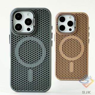 Ốp điện thoại cứng từ tính mờ tản nhiệt thoáng khí tương thích cho iPhone 16 Pro Max 15 14 13 12 Pro Max 15 / 16 Plus có giá đỡ ống kính acrylic chống rơi
