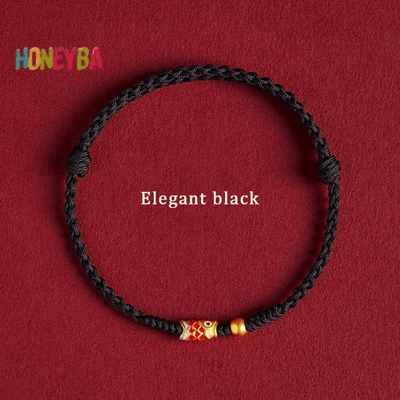 < Honeyba > Vòng tay may mắn cá Koi tay thời trang Vòng tay dệt tay dành cho nữ Những người bạn thân nhất Người yêu Kích thước Vòng tay có thể điều chỉnh Quà tặng
