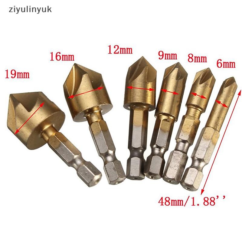 Ziyulinyuk 3 Bộ 12 / 16 / 19mm Bộ Mũi Khoan Khoan Khoan Khoan Cho Gỗ Kim Loại Thay Đổi Nhanh Mũi Khoan Dụng Cụ Chamfer Dụng Cụ Khoan EN