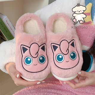 Xixitiao Pokémon Pikachu Kabi Động Vật Bông Dép Nữ Lông Cừu Ấm Áp Thời Trang Sang Trọng Nhà
