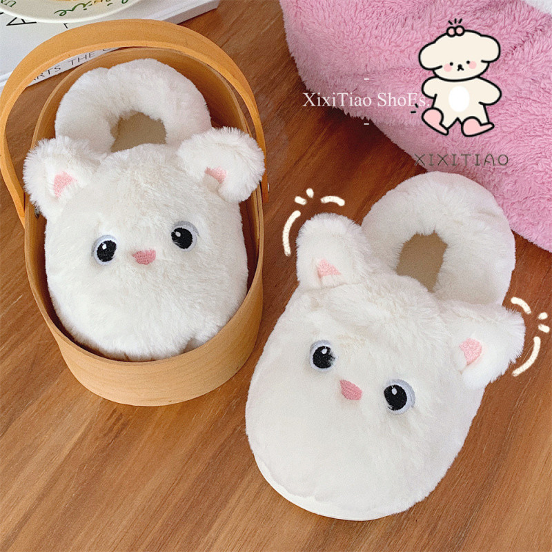Xixitiao Dép Cotton Thường Ngày Mùa Đông Nữ Nhà Ấm Baotou Hoạt Hình Dễ Thương Đế Mềm