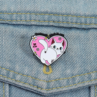 Hồng Trái Tim Tình Yêu Felis Catus Men Trâm Hoạt Hình Dễ Thương Kitty Huy Hiệu Ba Lô Phụ Kiện Quà Tặng Cho Bạn Bè