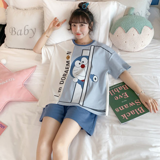 2025 mùa xuân mới quần short ngắn tay đồ ngủ cho nữ hoạt hình ngọt ngào giản dị cổ tròn phù hợp với quần áo nhà có thể mặc bên ngoài