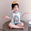 Bộ quần áo bé gái in hình Na Tra & Ao Bính-Set áo thun ngắn tay và quần short thời trang cho trẻ em