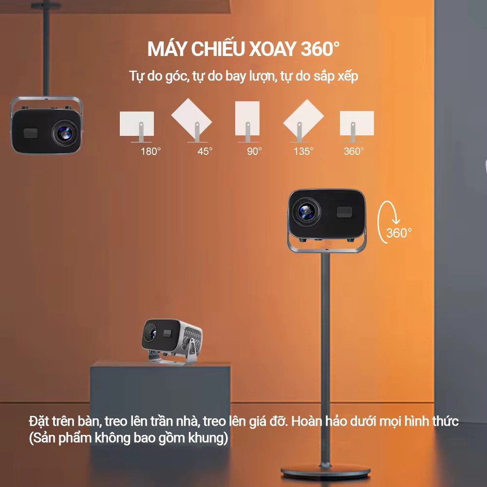 Máy Chiếu Mini KAW K670 Full HD xoay 360, Kết Nối Không Dây, Xem Phim Tại Nhà  Dễ Dùng, Tiện Lợi