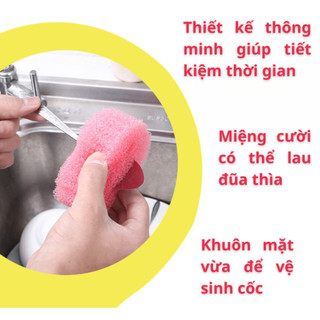 Miếng Bọt Biển Ma Thuật Smiley Face Mềm Dẻo Và Cứng Cáp, Miếng Bọt Biển To Nhanh Khô Hút Xà Phòng NGÓI HOME - BB01