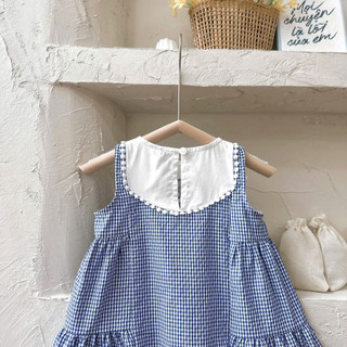 Váy Hè Bé Cotton Caro Thêu Mèo Cho Bé Mặc Đi Học, Đi Chơi,.... 8-26kg