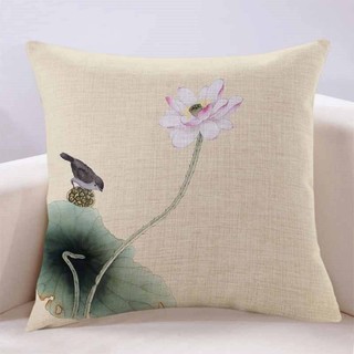 Gối đệm sofa phong cách Trung Hoa màu be, tựa lưng giường Zen, có lõi