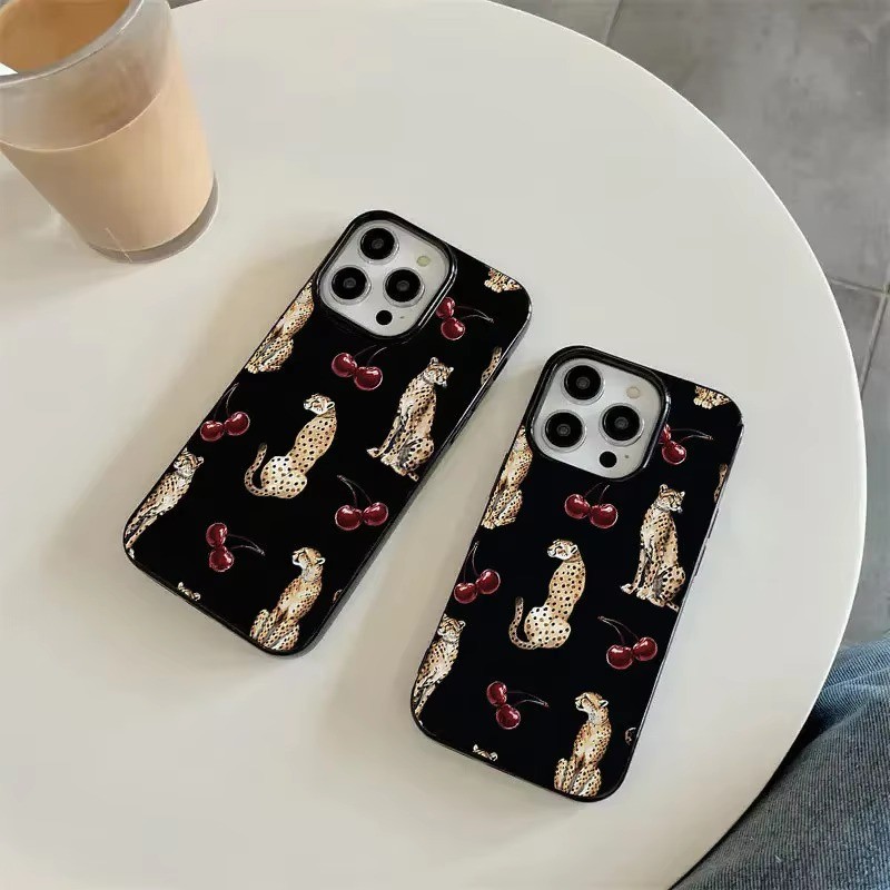 Cool Cougar Họa Tiết Anh Đào Ốp Lưng Điện Thoại iPhone 16 15 14 13 12 11 Pro Max X XS XR 7 8 Plus SE2 16E Shoockproof Bìa Mềm