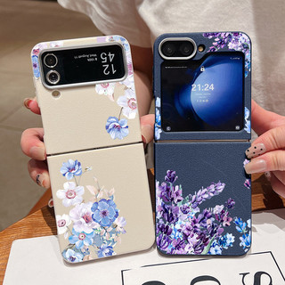 Ốp Họa Tiết Hoa Cho Samsung Galaxy Z Flip6 Flip5 Flip4 Flip3 Flip 6 5 4 3 5G Họa Tiết Da Mềm TPU Gấp Điện Thoại