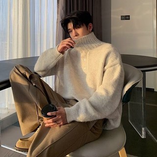 Live GREA Áo Len Nam Xuân Thu Phong Cách Hàn Quốc Cổ Rùa Rời Đế Đan Top