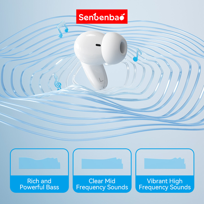 Senbenbao S90 Bluetooth 5.3 Tai nghe nhét tai không dây Tai nghe khử tiếng ồn thông minh Chơi game thể thao chống mồ hôi Micrô tích hợp Điều khiển cảm ứng Tai nghe không dây thực sựTWS