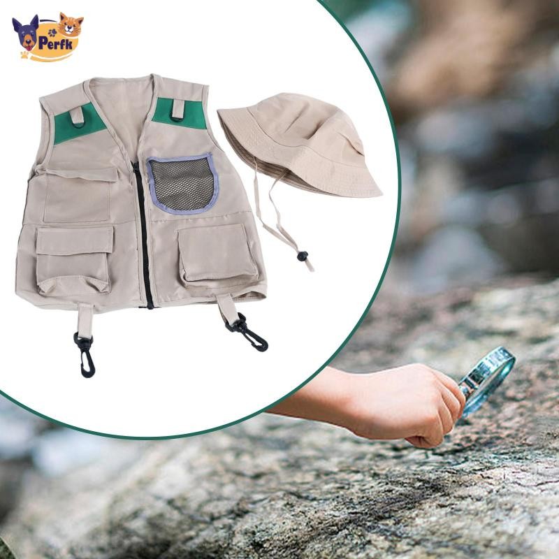 Bộ dụng cụ thám hiểm cho trẻ em Bộ áo Vest và mũ Bộ quà tặng ngày trẻ em
