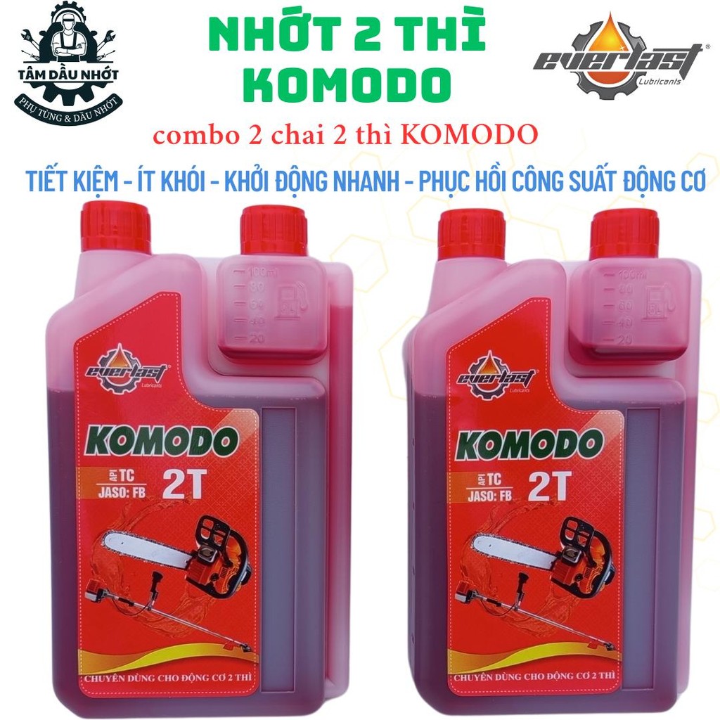 [Combo 2 chai] nhớt 2 Thì EVERLAST KOMODO, nhớt pha xăng dành cho động cơ 2 Thì