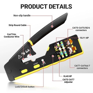 Dụng Cụ Cắt Và Bấm Mạng RJ45 8P8C Cho Cat6 Cat5 Cat5e Kìm Cắt Dây Ethernet Đa Năng