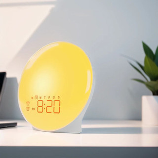 Đồng hồ báo thức mặt trời mọc CODECOVED, Đồng hồ đèn ngủ mô phỏng mặt trời mọc 7 màu, Báo thức kép 10 âm thanh tự nhiên Đài FM Quà tặng Đèn ngủ Hỗ trợ giấc ngủ