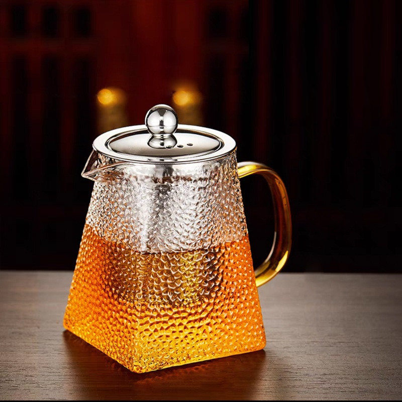 Ấm, Bình Thủy Tinh Họa Tiết Vẩy Cá Có Lõi Lọc Inox 304 Dùng Pha Các Loại Trà