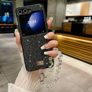 Dành Cho Samsung Galaxy Z Flip7 Sang Trọng Lấp Lánh Thủ Công Thiết Kế Quy Trình Độc Đáo Ốp lưng Galaxy Z Flip 1 2 3 4 5 6 7FE Vòng Tay Phong Cách Xu Hướng Có Hạt Gấp Ốp lưng