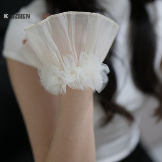 Kuzhen 1 cặp vòng tay giả ren lưới xếp ly nhẹ nhàng, phụ kiện chụp ảnh nghệ thuật móng tay HOT