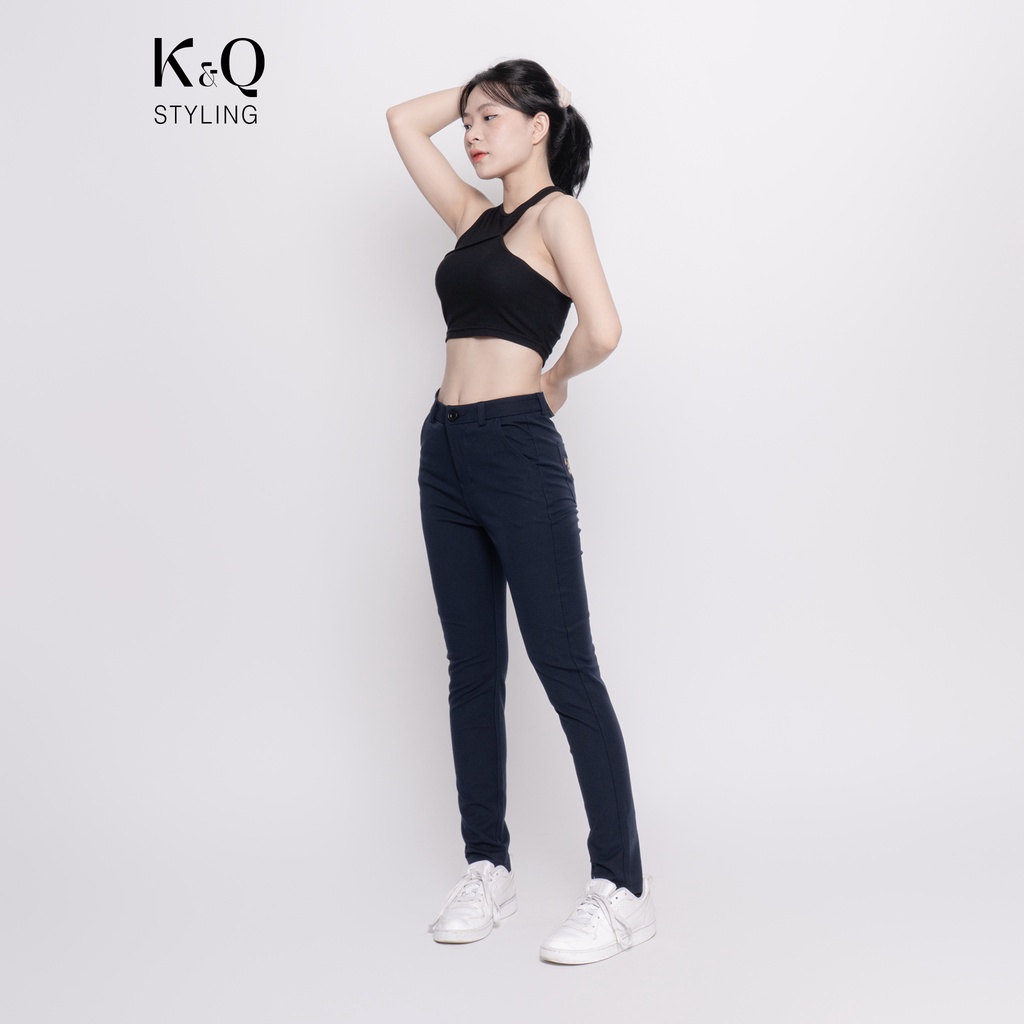 Ảnh Quần kaki nữ KQ STYLING ống đứng ôm dáng co giãn 4 chiều mềm mịn Xanh Đen cao cấp 1