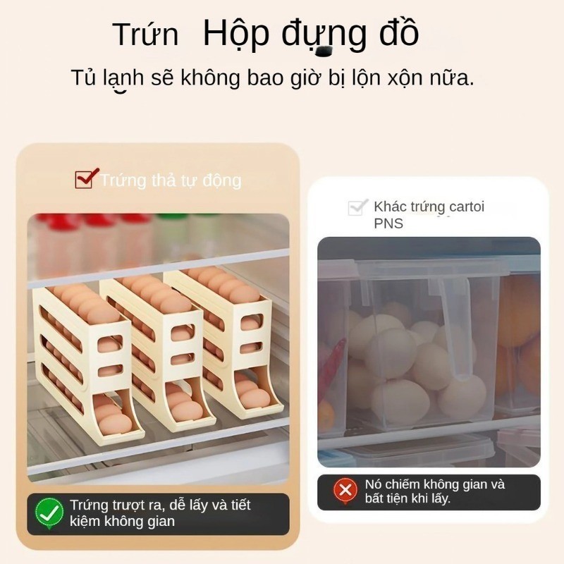 Bảo quản tủ lạnh，trượt Trứng Hộp Bảo Quản，hộp đựng trứng trượt，khay trứng tủ lạnh，Giá Đỡ Cán Tự Động Hộp Đựng Trứng