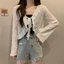 Áo dệt kim IAPPORTUNIA, Áo len dệt kim buộc dây chống nắng, Áo khoác mỏng mỏng dài tay bằng vải Polyester dành cho nữ