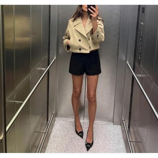 Zara Spring Sản phẩm mới Pháp Tính khí đi lại Áo khoác gió ngắn có ve áo dài tay phù hợp 3046048