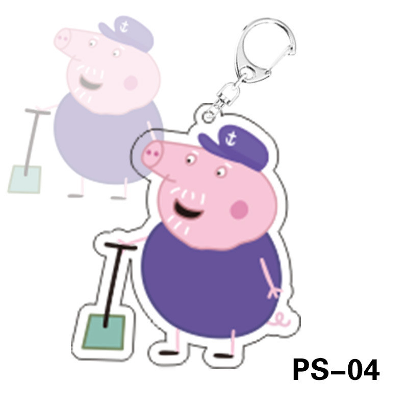 Peppa Pig Acrylic Hoạt Hình Hoạt Hình Móc Khóa Học Sinh Mặt Dây Chuyền Trang Trí Trò Chơi Ngoại Vi