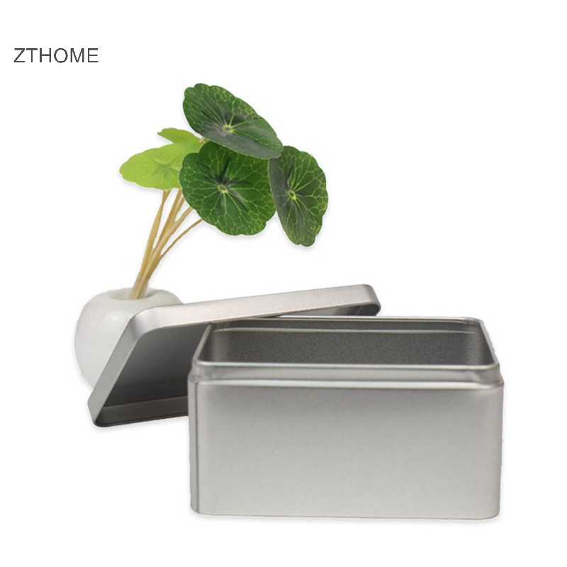 Zthome Mini Tinplate Kim Loại Hình Chữ Nhật Sắt Lưu Trữ Vuông HOT