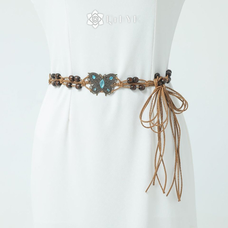 Qrhyk Phong Cách Bohemian Dệt Nước Phong Cách Dân Tộc Hạt Nữ Thắt Lưng Kỳ Nghỉ Phong Cách Dây Thắt Lưng Mới