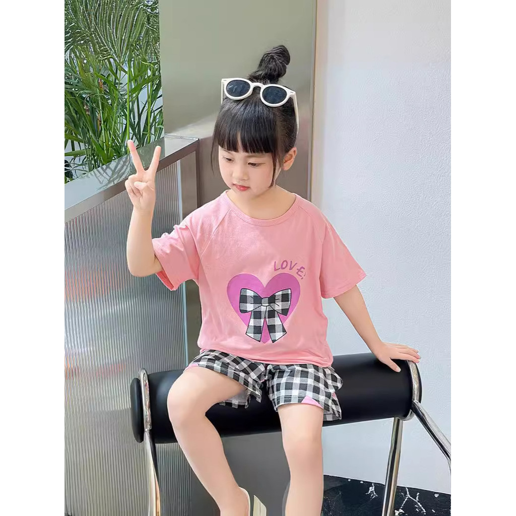 Trẻ Em Nguyên Chất Cotton Ngắn Tay Phù Hợp Với Raglan Bé Gái Bé Trai Trung Lớn Trẻ Em Mùa Hè Mỏng Rời Phong Cách Phương Tây Phù Hợp Với 100-180 Kích Thước NOZ2