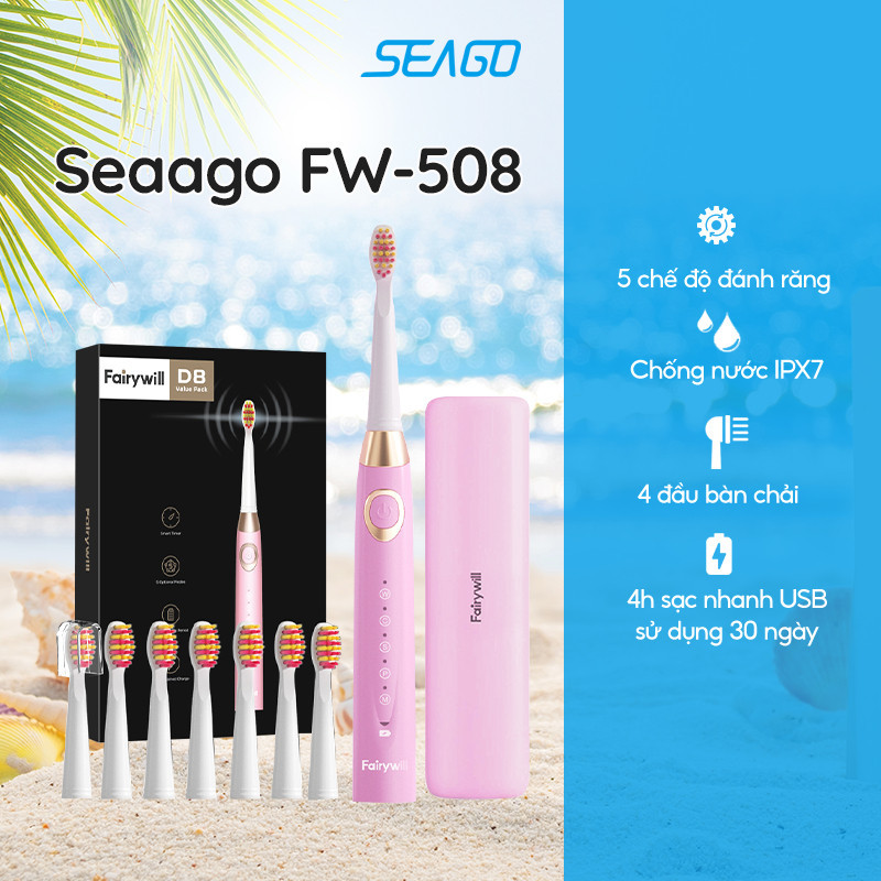 Ảnh Bàn chải điện 5 chế độ |Chế độ rung âm hơn 40000 lần mỗi phút Seago Fairywill 508 2