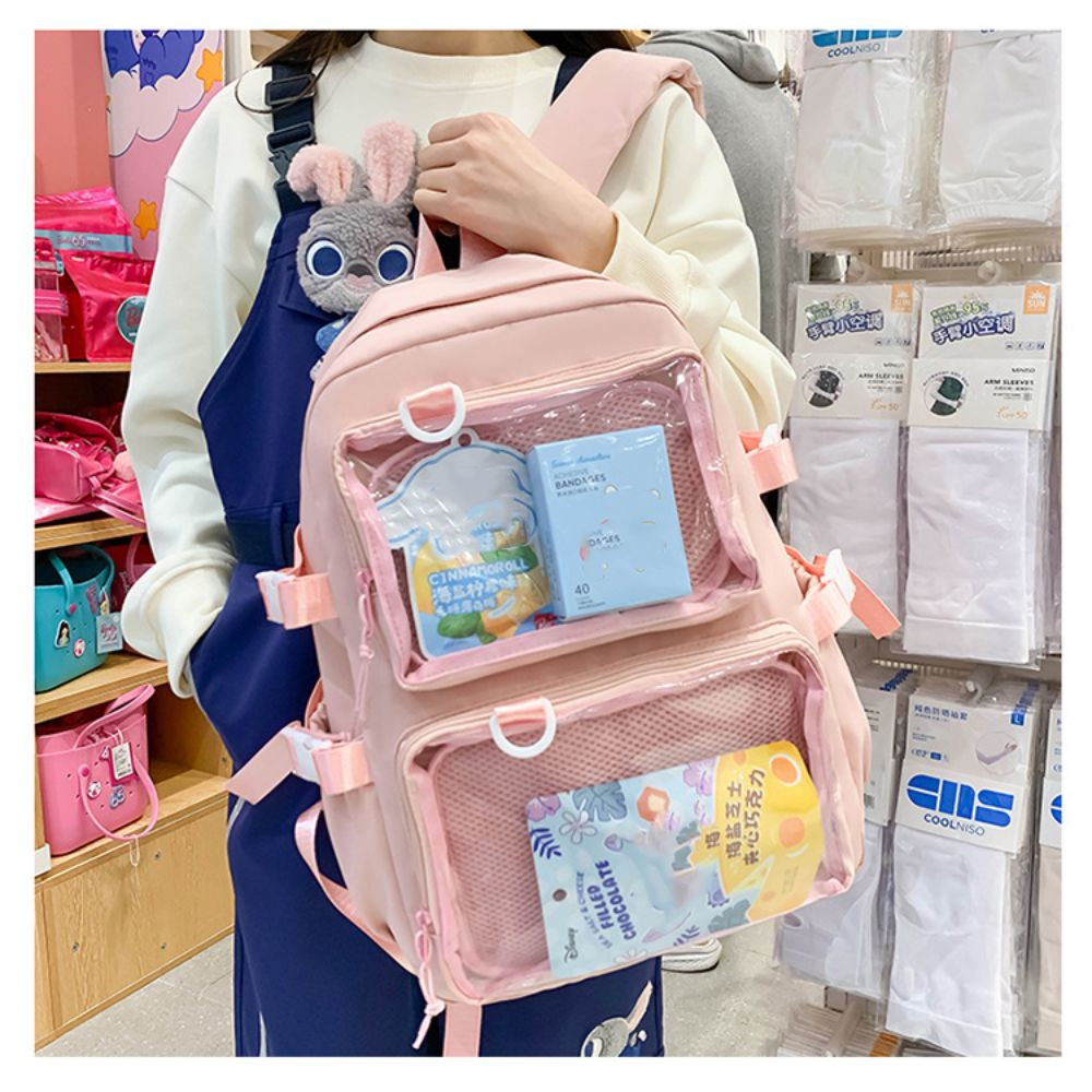 Túi đi học GUSTAVA, Ba lô dung tích lớn hai túi, Túi Kawaii JK dành cho sinh viên đại học