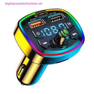 Toplanswatchstore Q7 5.0 Bộ sạc ô tô Máy phát FM trên ô tô rảnh tay Đèn LED Mp3 Player True 3.1A Cổng USB kép PD Sạc VN