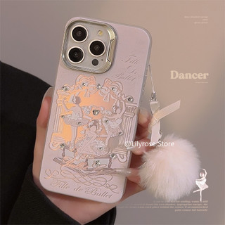 Ballerina Laser Hồng Vỏ iPhone 15 14 13 12 11 Pro Max 14 15 Plus Apple iPhone Case có dây đeo tóc Y2K Girl