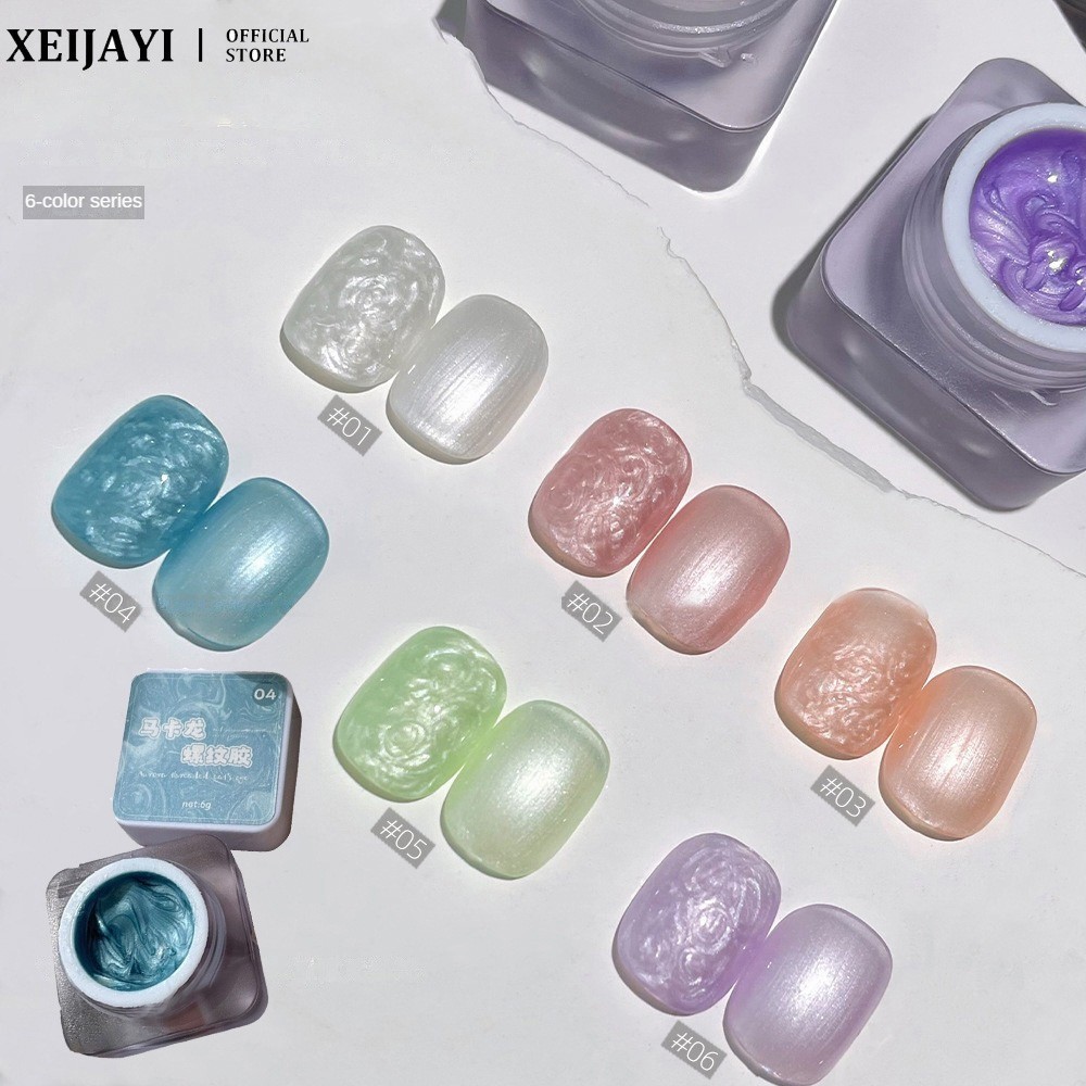 Xeijayi Macaron Ren Sơn Móng Tay Gel Fritillary Fine Flash Đóng Hộp 