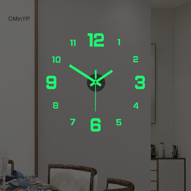 Cminyp DIY Đồng Hồ Treo Tường Cho Văn Phòng Gia Đình Không Khung Hiện Đại 3D Đồng Hồ Treo Tường Gương Dán Thiết Kế Phòng Khách Sạn Trang Trí Trường Học Vinh Quang
