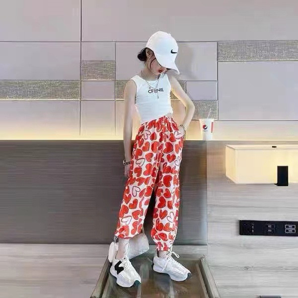 Quần Áo Mùa Hè Bé Gái Phong Cách Mỏng Quần Chống Muỗi Phong Cách Mới In Hình Tình Yêu Quần Hậu Cung Trung Bình Lớn Trẻ Em Quần Bé Gái Quần Dài 90-160 Size VG4O