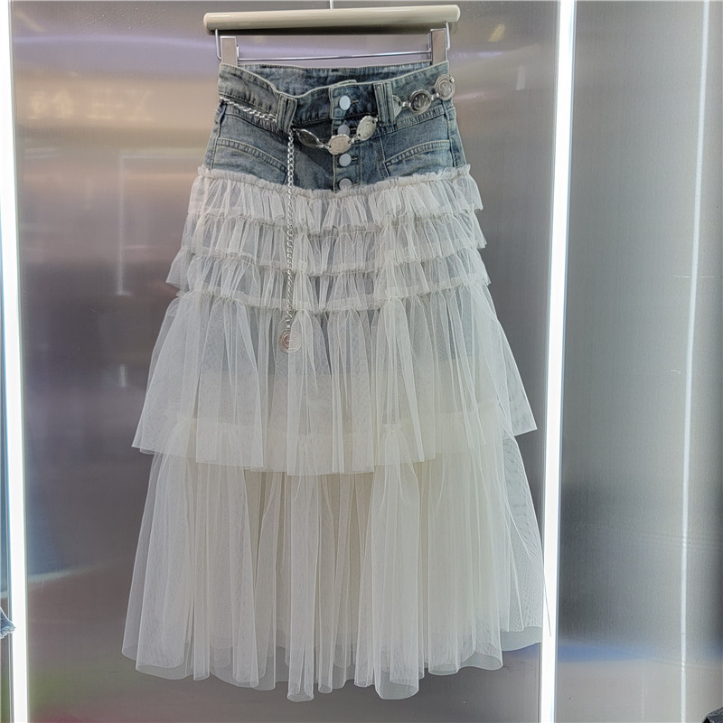 Thiết Kế Váy Denim Nữ Phong Cách Mới Giảm Tuổi Ôm Hơn Nhìn Khâu Gạc Cao Cấp Chữ a Váy Dài
