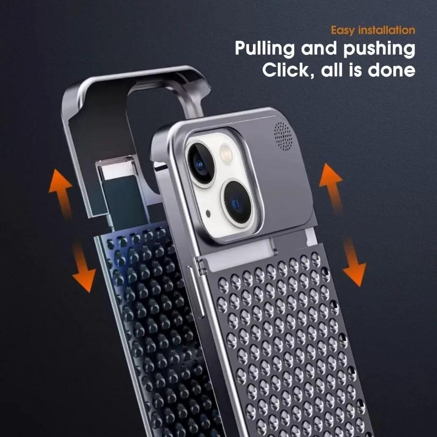 Dành Cho iPhone 17 16 15 14 Plus 13 12 Pro Max Nhôm Không Vành Kim Loại Hương Liệu Ốp Lưng Tản Nhiệt Chống Trầy Xước Chống Sốc Slim Cover