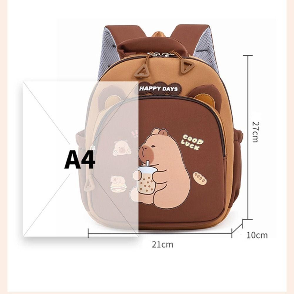 Ba lô GUSTAVA Capybara, Túi đi học Capybara dung tích lớn bằng Nylon, Ba lô mẫu giáo nhẹ nhiều lớp hoạt hình