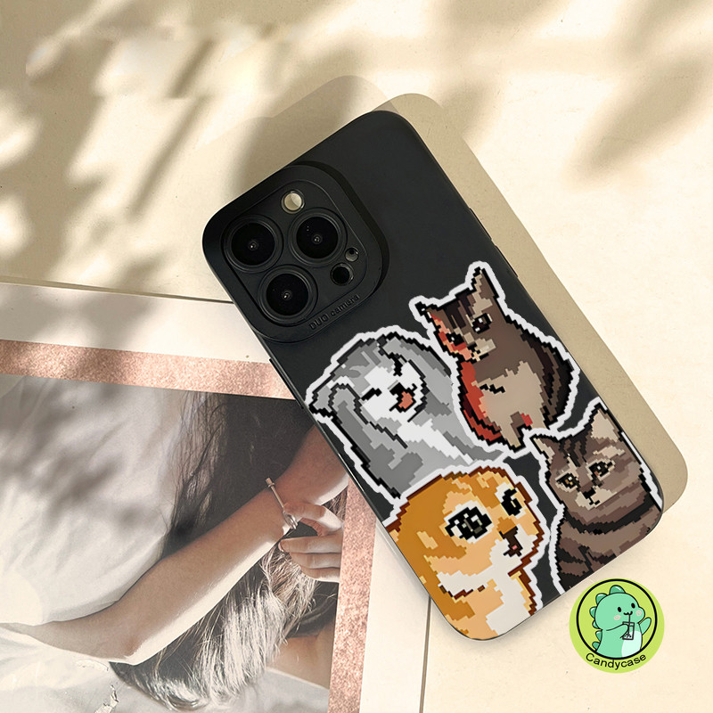 Ốp Điện Thoại Pixel Mèo Meme Ngộ nghĩnh Cho Samsung Galaxy A16 A06 M35 M55 F15 M15 A55 A35 A25 A15 M34 M54 M14 A01 A056 A05s A24 5G 4G Ốp Lưng Mềm Chống Sốc Đơn Giản Mờ Dễ Thương