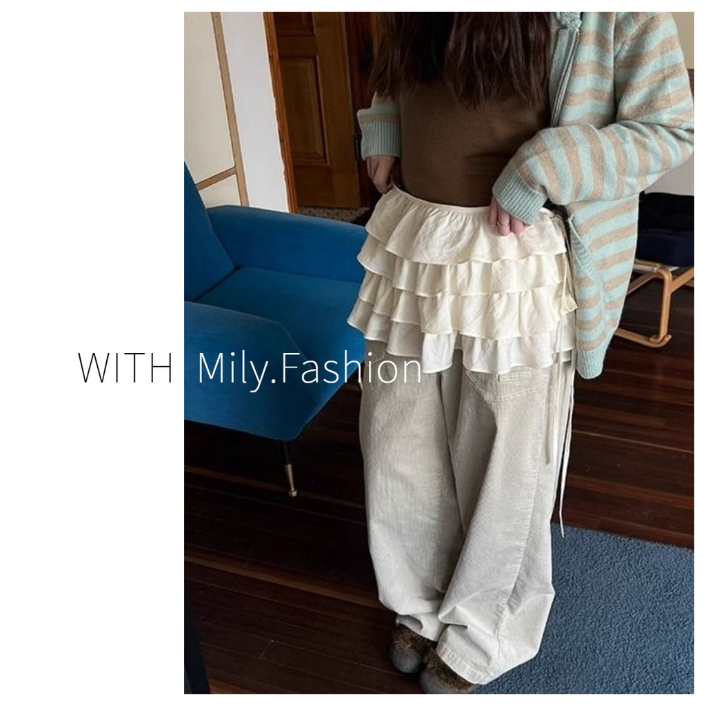 Milyfashion Milky White Mông Rèm Phong Cách Mới Cao Cấp Váy Chữ a