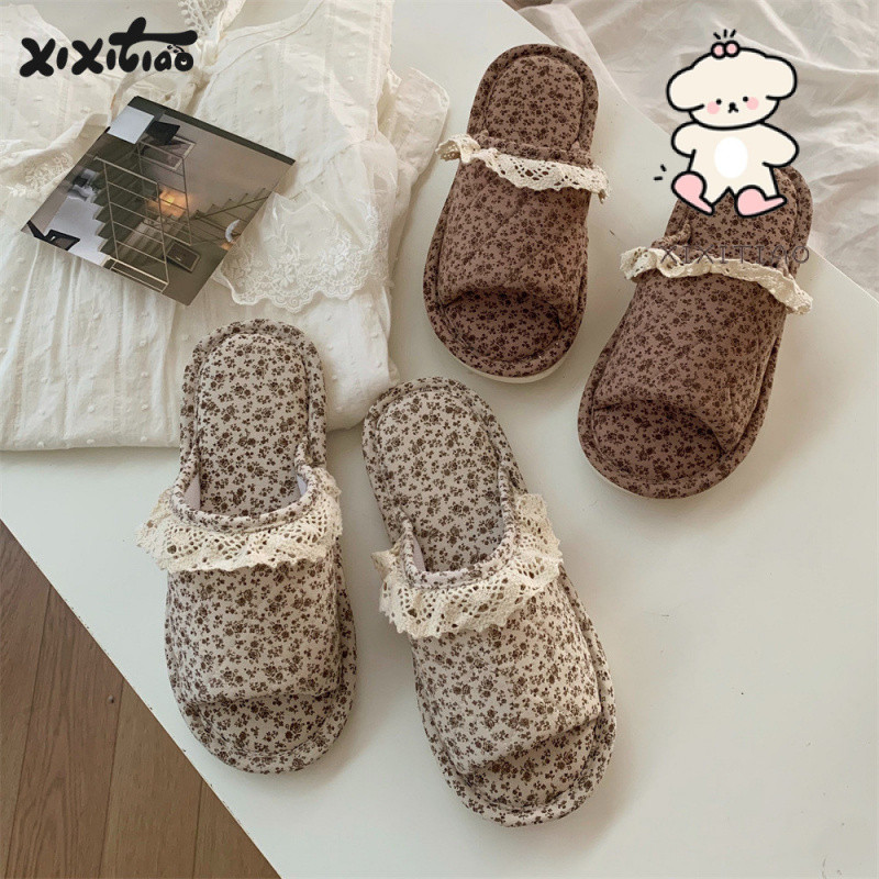 Xixitiao Cotton Lanh Dép Phong Cách Nhà Bốn Mùa Đa Năng Nữ Trong Nhà