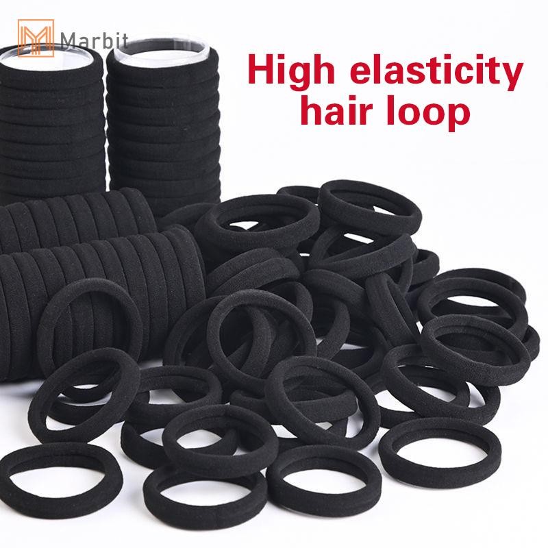 Marbit 100 Chiếc Màu Đen Tóc Cho Nữ Bé Gái Băng Đô Quấn Tóc Cao Su Đàn Hồi Cao Dây Buộc Tóc Đuôi Ngựa Giá Đỡ Scrunchies Accessorie Mới
