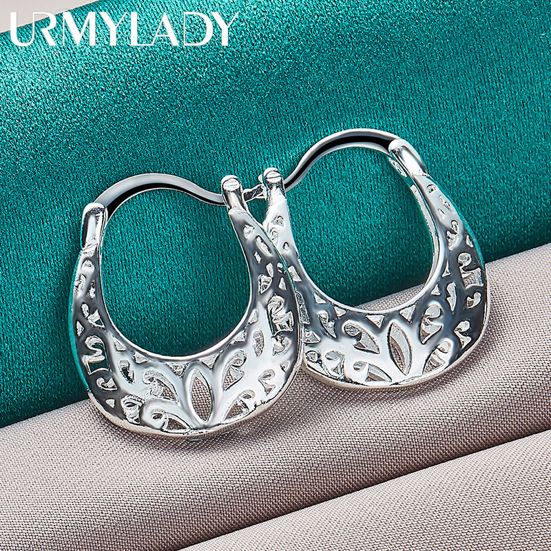 URMYLADY Bạc 925 Bông Tai Hoa Rỗng Cho Nữ Thời Trang Tiệc Cưới Trang Sức Quyến Rũ