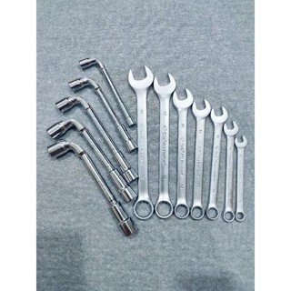 Combo 5 khóa ống điếu chữ L thép CRV cứng cáp (8,10,12,13,14) và 7 khóa cờ lê (8,10,12,13,14,17,19) chuyên sửa chữa xe