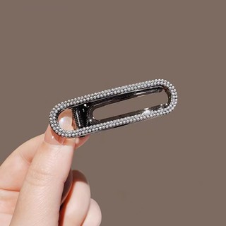 MAUROPOLI [Hàng có sẵn] Đường mờ kim cương vỡ ~ Kẹp tóc kim cương đen Nổ phong cách mới Tính khí cao cấp trán gãy Tóc mỏ vịt Kẹp bên